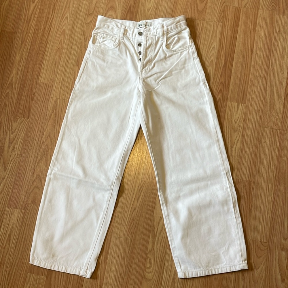 ZARA high rise straight/wide leg jeans